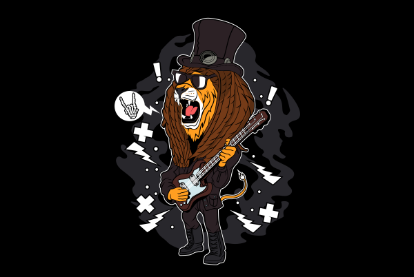 Rock and roll lion buy t shirt design