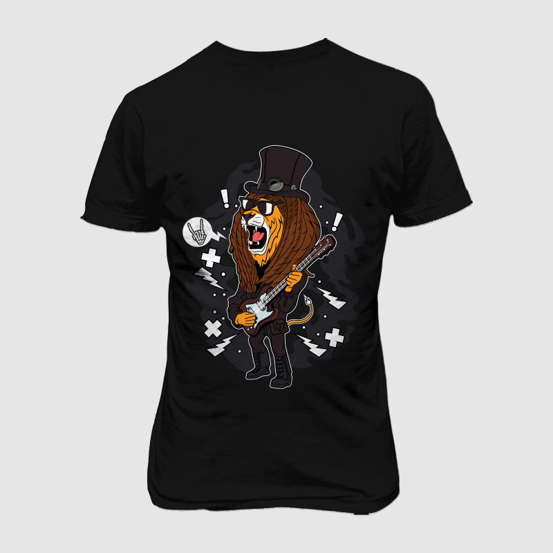 rock and roll lion buy t shirt design