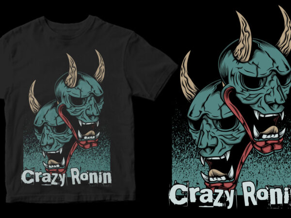 Crazy ronin mask abstract t-shirt design for sale
