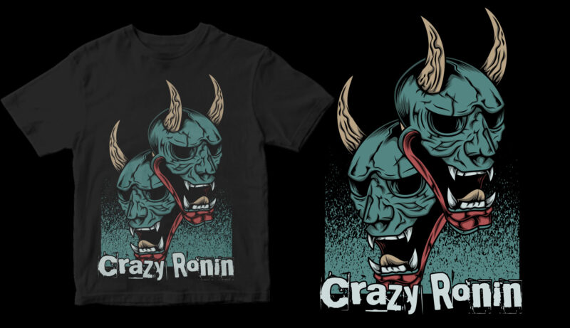 crazy ronin mask abstract t-shirt design for sale