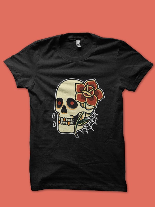 sad skull t-shirt design vector