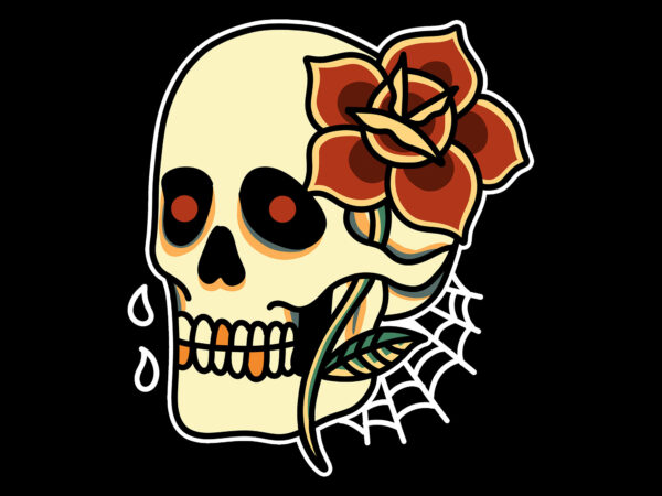 Sad skull t-shirt design vector