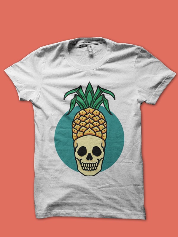 pineapple skull tshirt design