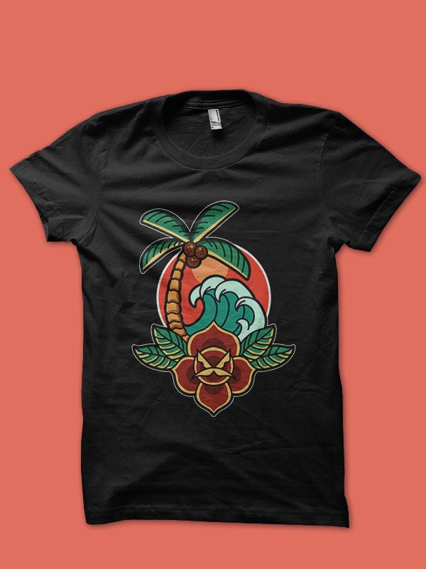 summer beach graphic t-shirt design