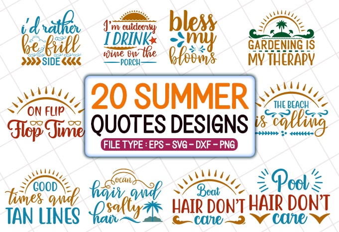 20 Summer T shirt Designs Bundle, summer svg bundle, summer craft bundle, summer cutfiles