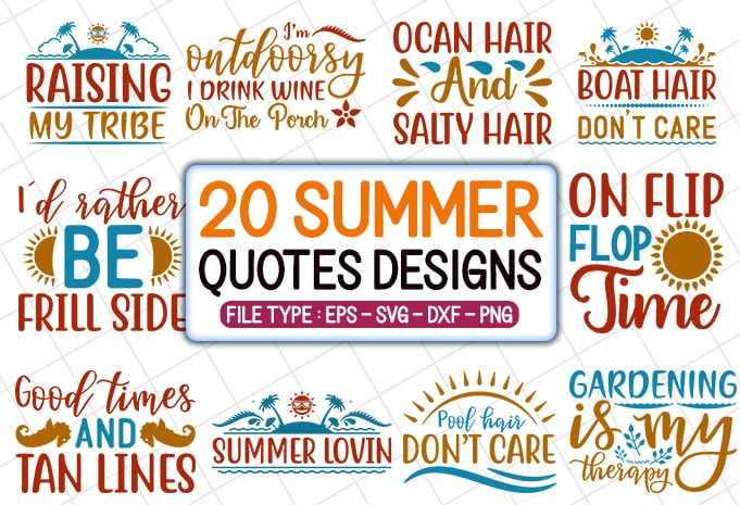 20 Summer T shirt Designs Bundle, summer svg bundle, summer craft bundle, summer cutfiles