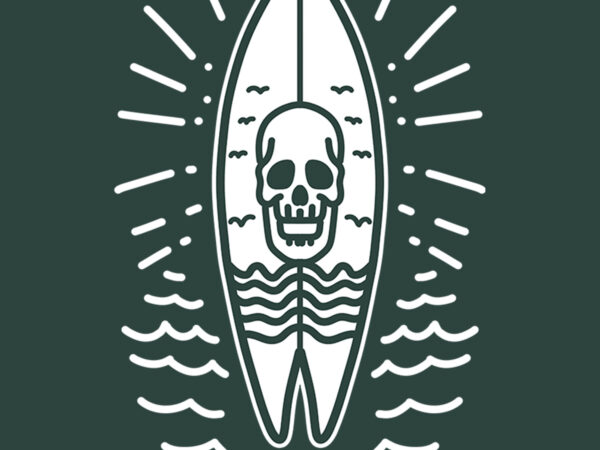 Surfing board skull graphic t-shirt design