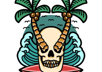 summer skull graphic t-shirt design