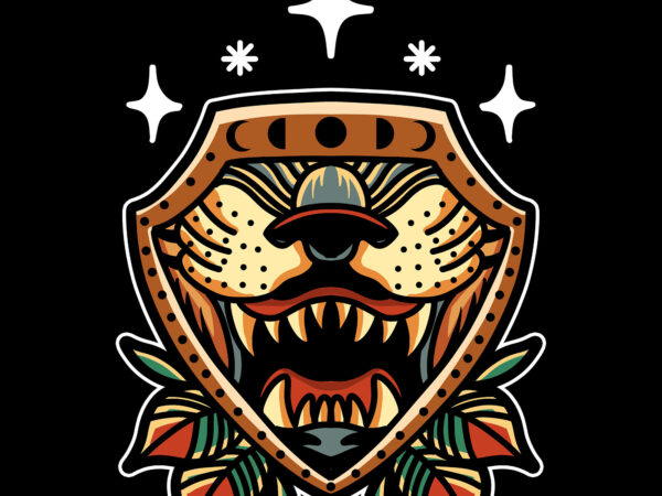 tiger shield tshirt design for sale