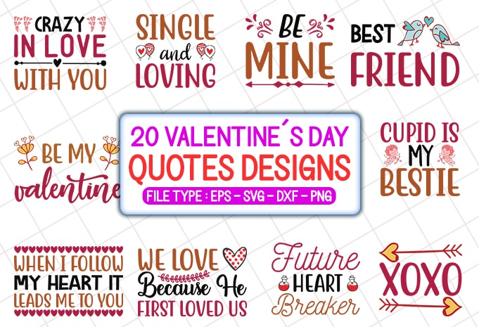 20 Valentine's Day T shirt Designs Bundle, valentine's day svg bundle, valentine's day craft bundle, valentine's day cutfiles