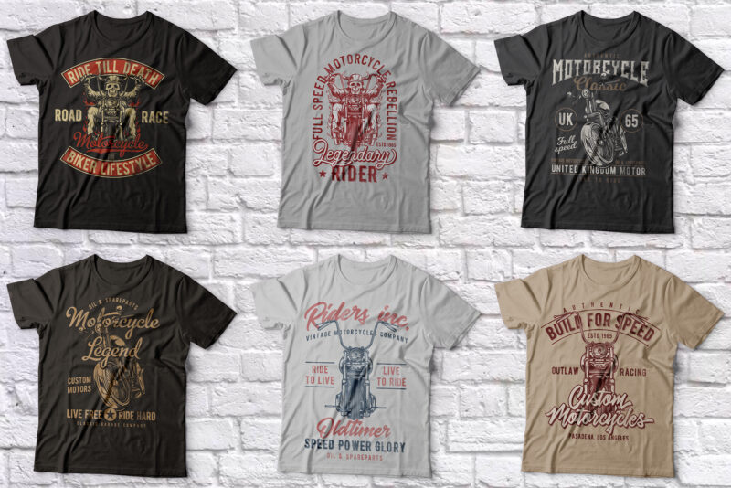 Motorcycles T-shirt Designs BUNDLE