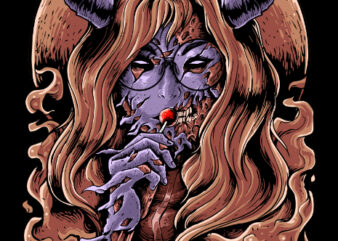 lollipop girl zombie t shirt vector graphic