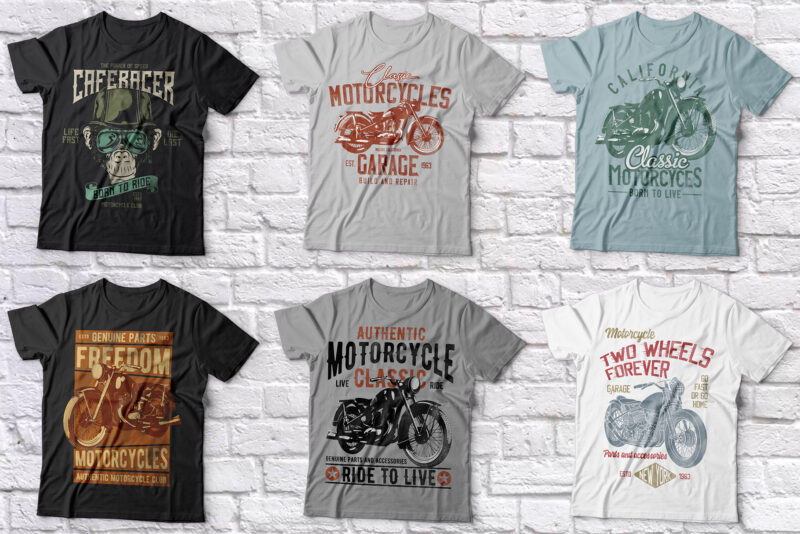 Motorcycles T-shirt Designs BUNDLE