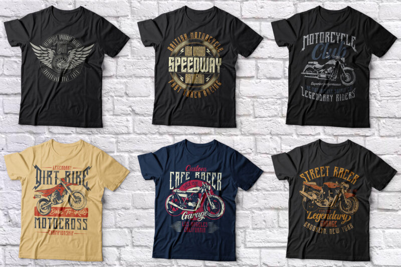 Motorcycles T-shirt Designs BUNDLE - Buy t-shirt designs