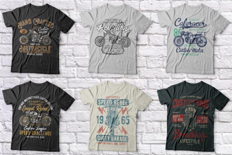 Motorcycles T-shirt Designs BUNDLE