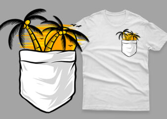 pocket summer palm and sun t shirt illustration