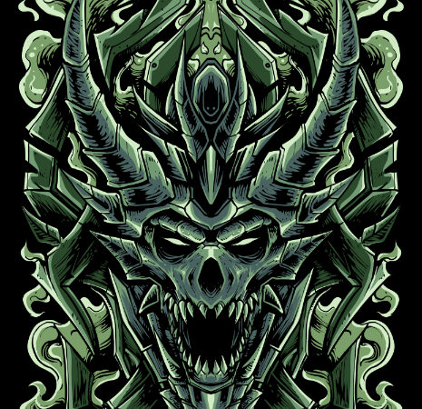 Ancient dragon head t shirt vector