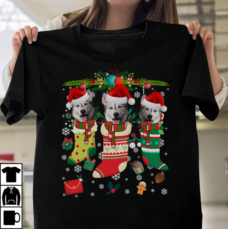 t-shirt vector 1 DESIGN 30 VERSIONS - Dog Breeds Christmas