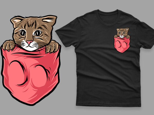 Pocket cat funny cute t shirt illustration