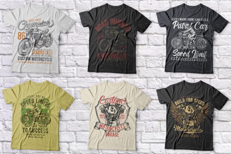 Motorcycles T-shirt Designs BUNDLE