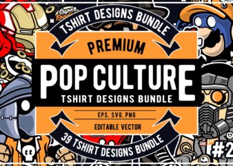 39 Pop Culture Cartoon Tshirt Design Bundle #2