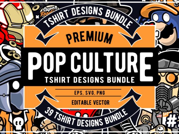 39 pop culture cartoon tshirt design bundle #2