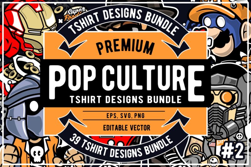 39 Pop Culture Cartoon Tshirt Design Bundle #2