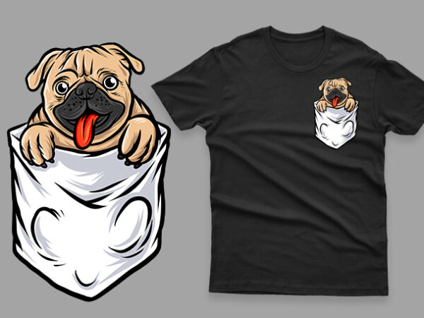 Pocket pug funny cute t shirt illustration