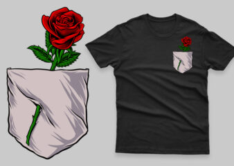 pocket rose funny romantic t shirt illustration