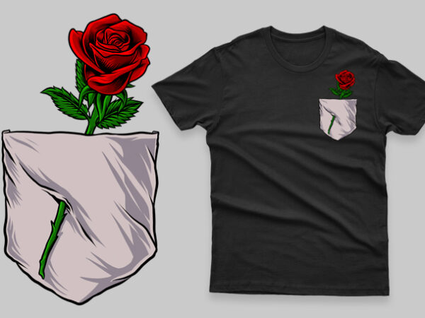 Pocket rose funny romantic t shirt illustration