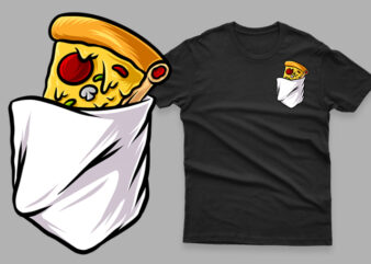 pocket pizza funny t shirt illustration