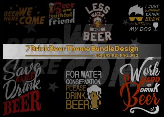 “7 Drink Beer Tshirt Design Template” Theme Bundle Design For Sale