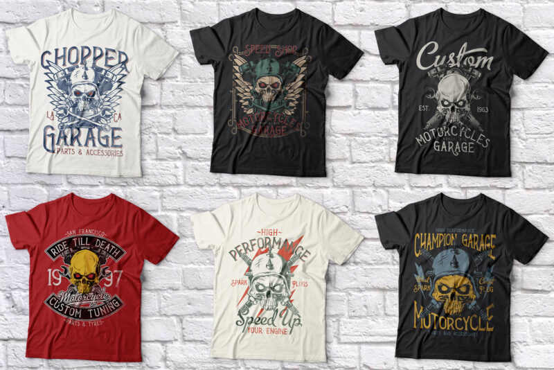 Motorcycles T-shirt Designs BUNDLE