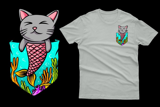 Download Pocket Cat Mermaid Funny Buy T Shirt Designs