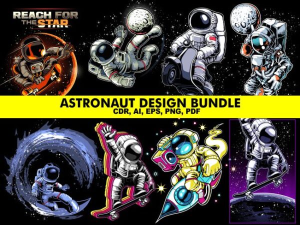 Astronaut tshirt designs bundle