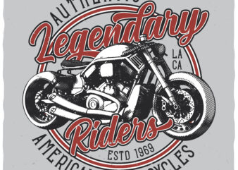 Legendary Riders. Editable t-shirt design.