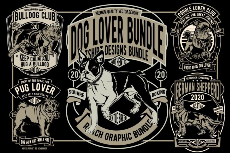 7 Dog Lover Tshirt Designs Bundle