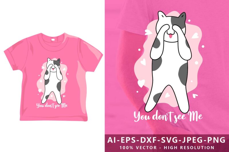 Cute Cat Cartoon Pet Animal T-Shirt Design
