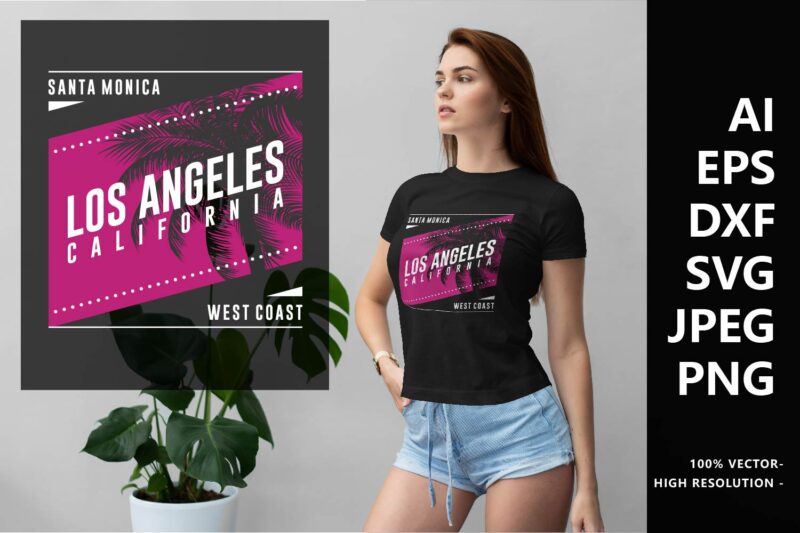 Los Angeles California Tropical T-Shirt Design