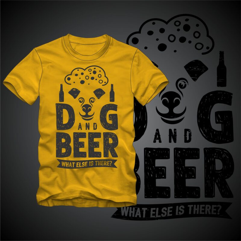 “Dog and Beer” Design Tshirt vector template for Sale