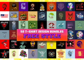 50 T-SHIRT DESIGN BUNDLES “FREE STYLE”