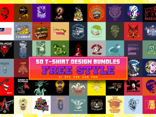 50 t-shirt design bundles “free style”