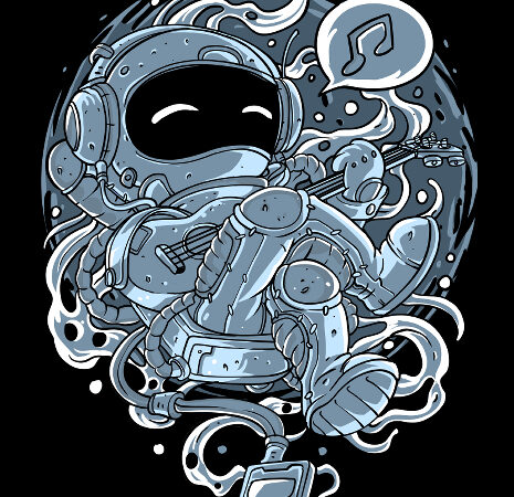 Astronaut playing guitar tshirt design