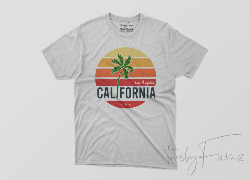 Los Angeles California Beach style T shirt Design