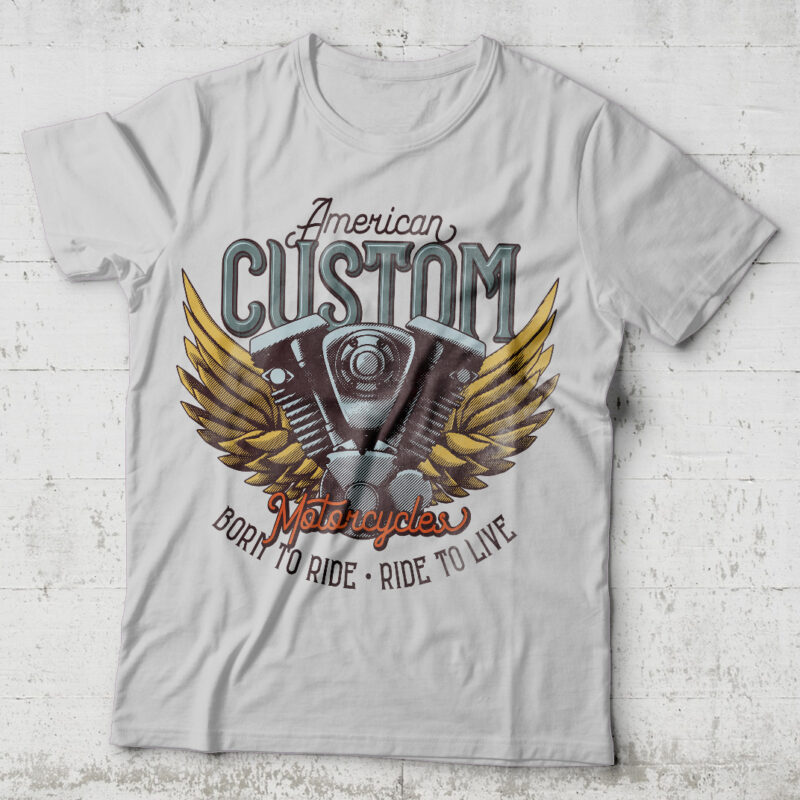Born To Ride. Editable t-shirt design.