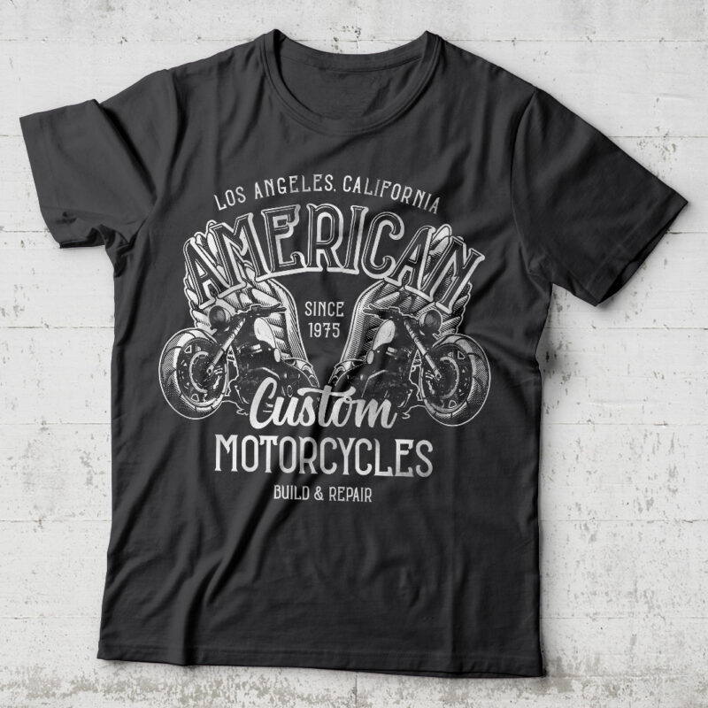 American Motorcycles. Editable t-shirt design.