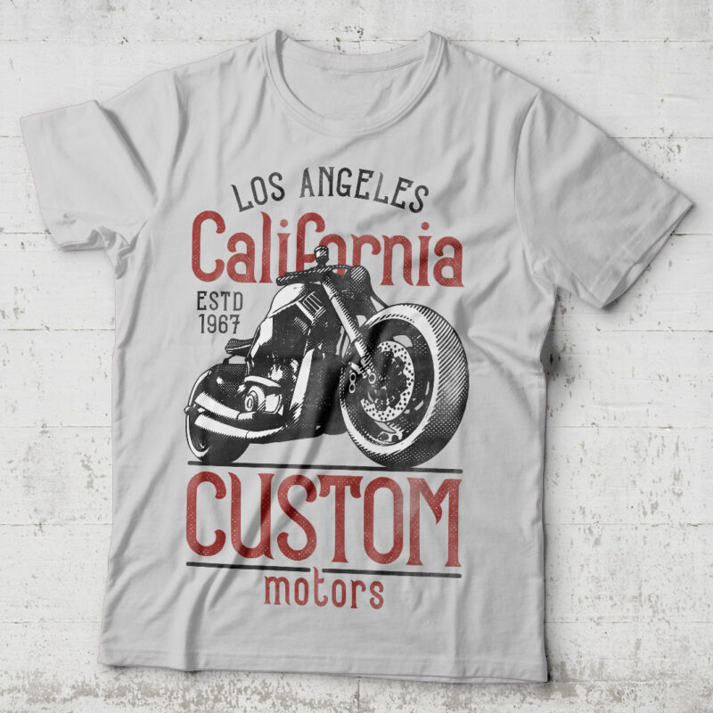 Custom Motors. Editable t-shirt design.