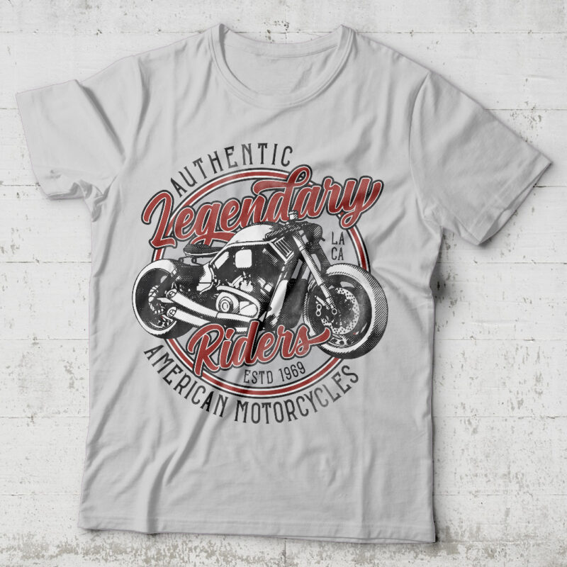 Legendary Riders. Editable t-shirt design.