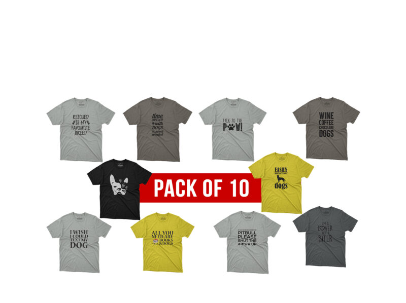 Pack of 10 Dog T shirt Designs on sale | Ready to print - Buy t-shirt ...