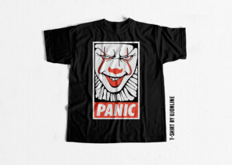 PANIC T shirt design for download – Horror T shirt design – Joker t shirt design